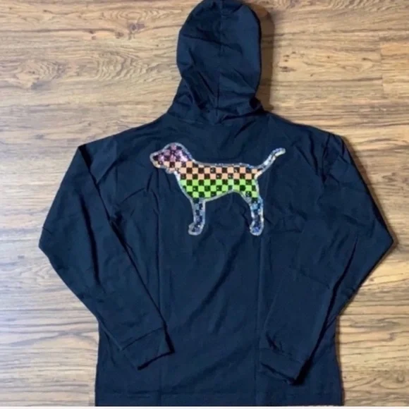 VS PINK Perfect Hoodie Tee - Black - Picture 5 of 6